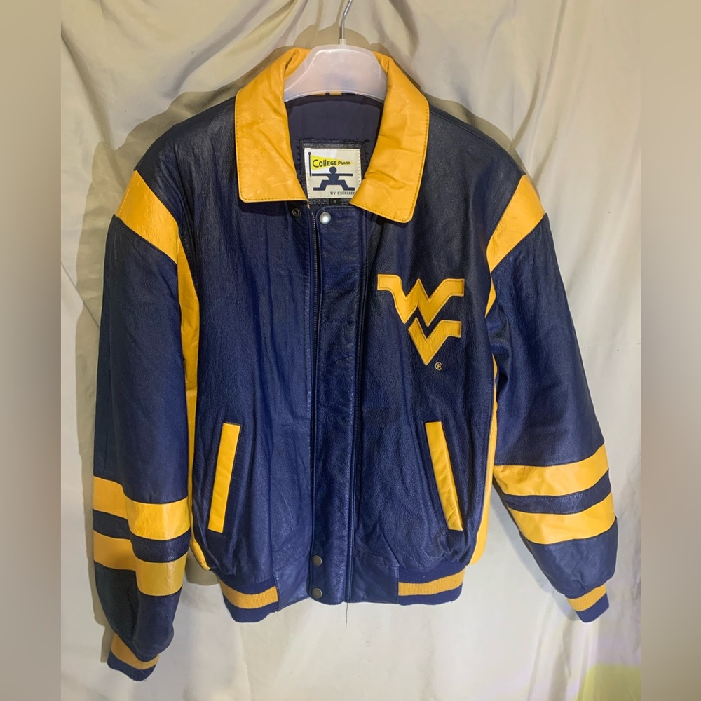 Genuine Leather Custom Collegiate Jacket WVU College Mountaineers Vintage